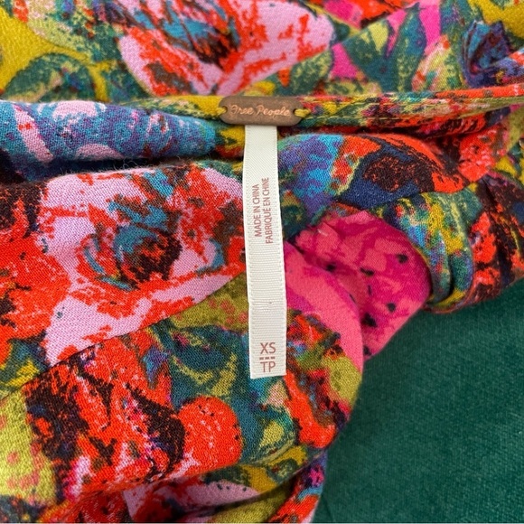 Free People Golden Yellow Floral Print Button Front Jaimie Midi Dress Size XS - Picture 6 of 9